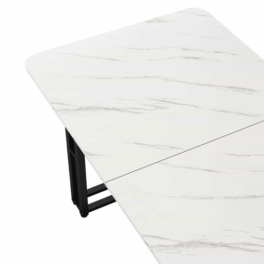 Conjunto de sala de jantar 140x80cm - Moderno, cadeiras em linho cinzento, mesa em ferro preto