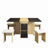 Conjunto de mesa de jantar 120x80x75 - Mesa extensível, 4 cadeiras, multifuncional - Branco + Preto