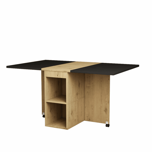 Conjunto de mesa de jantar 120x80x75 - Mesa extensível, 4 cadeiras, multifuncional - Branco + Preto