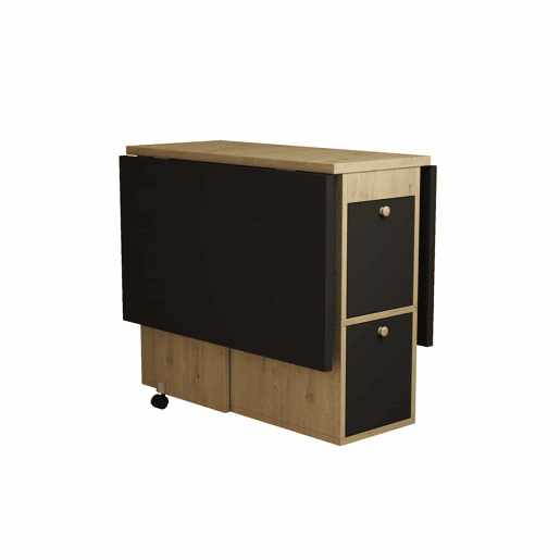 Conjunto de mesa de jantar 120x80x75 - Mesa extensível, 4 cadeiras, multifuncional - Branco + Preto