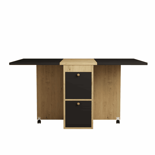 Conjunto de mesa de jantar 120x80x75 - Mesa extensível, 4 cadeiras, multifuncional - Branco + Preto