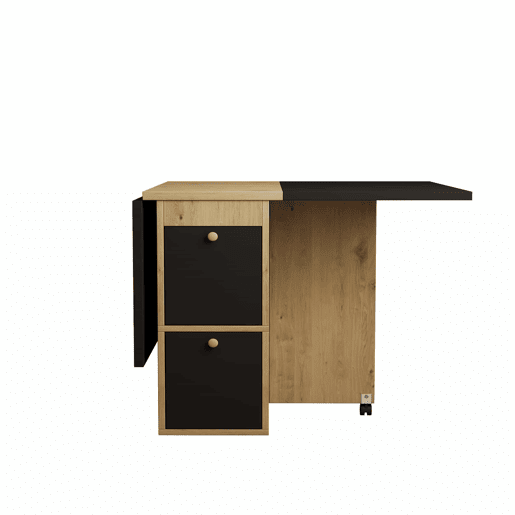 Conjunto de mesa de jantar 120x80x75 - Mesa extensível, 4 cadeiras, multifuncional - Branco + Preto