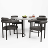 Conjunto de sala de jantar de 5 peças - Mesa com pernas de metal - Cadeiras de veludo cinzento - Cinza escuro, Branco