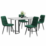 Conjunto de sala de jantar de 5 peças 140×80 cm - Mesa com 4 cadeiras de veludo verde escuro e pernas metálicas pretas