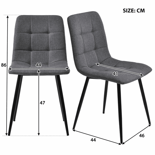 Conjunto de sala de jantar 117 cm - Mesa retangular moderna com 4 cadeiras de linho cinzento - Pernas douradas