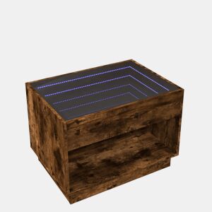 Mesa de Centro, Mesa baixa, luzes LED Infinity 70x50x50 cm carvalho fumado