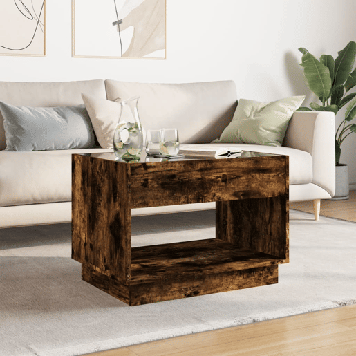 Mesa de Centro, Mesa baixa, luzes LED Infinity 70x50x50 cm carvalho fumado