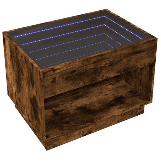 Mesa de Centro, Mesa baixa, luzes LED Infinity 70x50x50 cm carvalho fumado