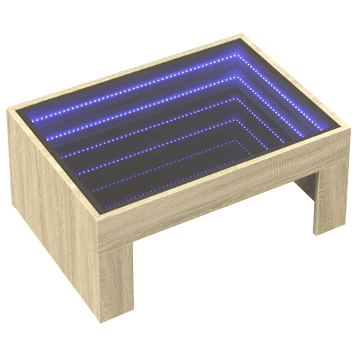 Mesa de Centro, Mesa baixa, luzes LED Infinity 70x50x30 cm carvalho sonoma