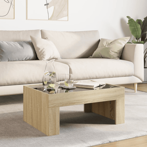 Mesa de Centro, Mesa baixa, luzes LED Infinity 70x50x30 cm carvalho sonoma