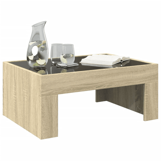 Mesa de Centro, Mesa baixa, luzes LED Infinity 70x50x30 cm carvalho sonoma