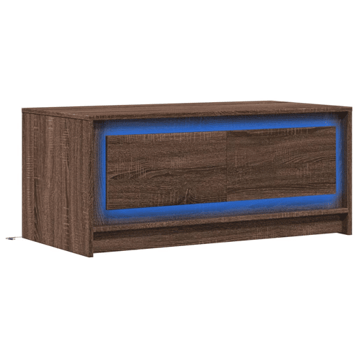 Mesa de Centro, Mesa baixa, c luzes LED derivados madeira carvalho castanho