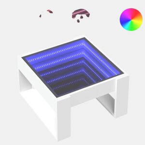 Mesa de Centro, Mesa baixa, luzes LED Infinity 50x53x30 cm branco