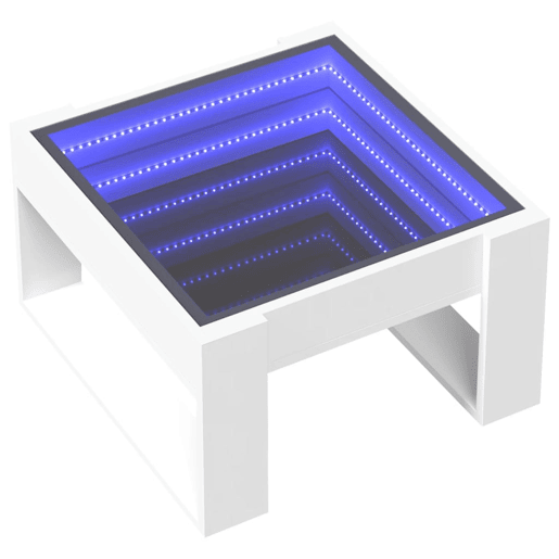 Mesa de Centro, Mesa baixa, luzes LED Infinity 50x53x30 cm branco