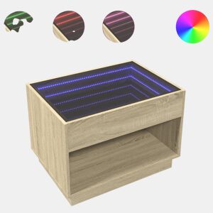 Mesa de Centro, Mesa baixa, luzes LED Infinity 70x50x50 cm carvalho sonoma