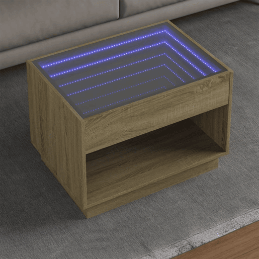 Mesa de Centro, Mesa baixa, luzes LED Infinity 70x50x50 cm carvalho sonoma