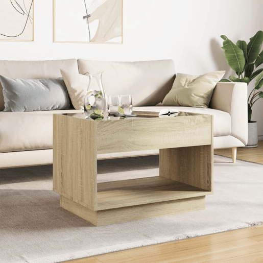Mesa de Centro, Mesa baixa, luzes LED Infinity 70x50x50 cm carvalho sonoma