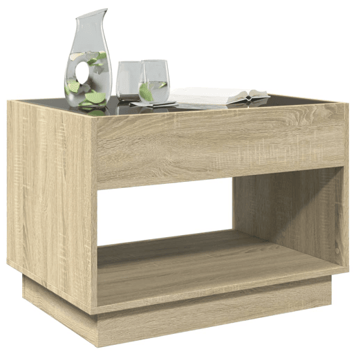 Mesa de Centro, Mesa baixa, luzes LED Infinity 70x50x50 cm carvalho sonoma