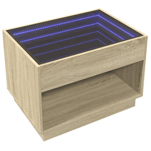 Mesa de Centro, Mesa baixa, luzes LED Infinity 70x50x50 cm carvalho sonoma