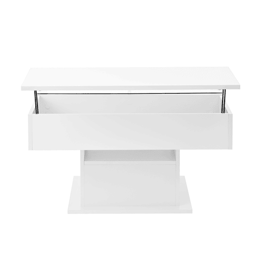 Mesa de centro elevável u2013 com iluminação LED, altura ajustável, design moderno u2013 Branco
