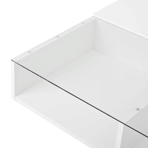 Mesa de centro elevável u2013 com iluminação LED, altura ajustável, design moderno u2013 Branco