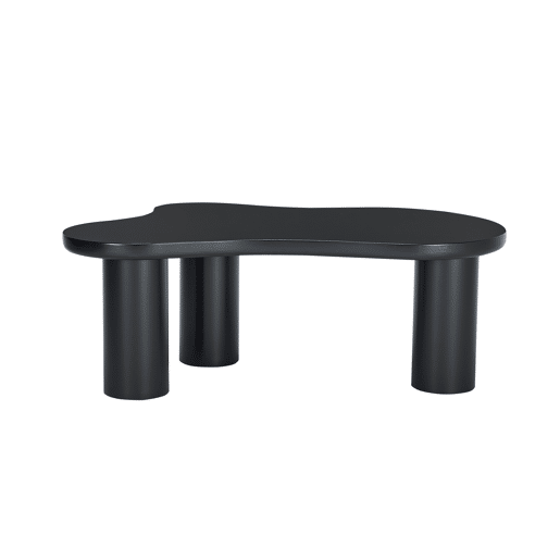 Mesa de centro 107x66x40,5 cm - formato de nuvem, MDF e pernas em PVC com feltro - Preto