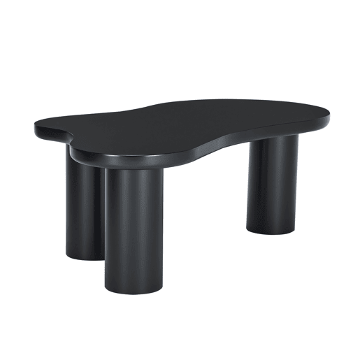 Mesa de centro 107x66x40,5 cm - formato de nuvem, MDF e pernas em PVC com feltro - Preto
