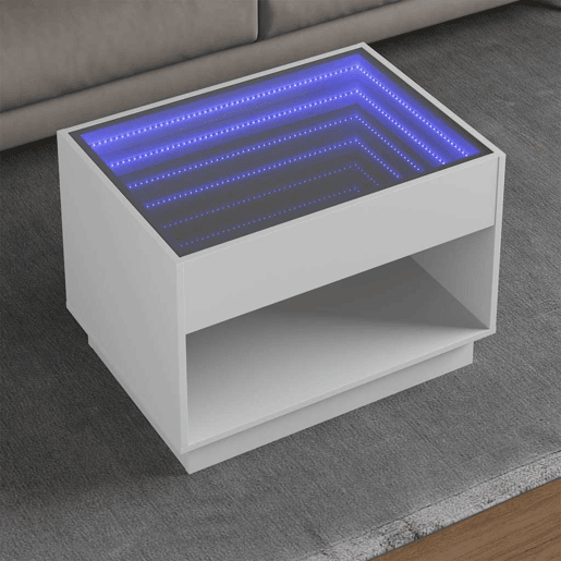 Mesa de Centro, Mesa baixa, luzes LED Infinity 70x50x50 cm branco