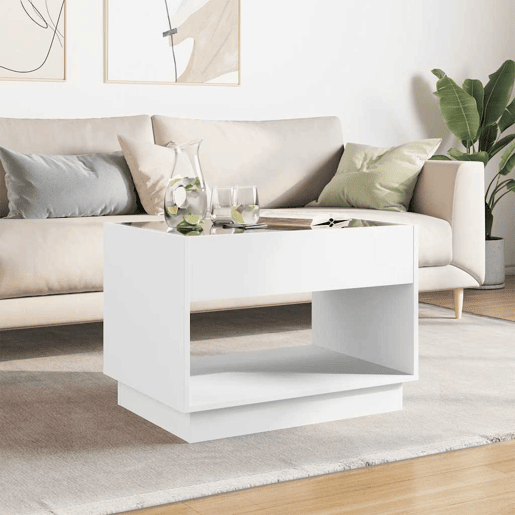 Mesa de Centro, Mesa baixa, luzes LED Infinity 70x50x50 cm branco