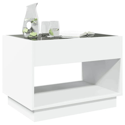 Mesa de Centro, Mesa baixa, luzes LED Infinity 70x50x50 cm branco