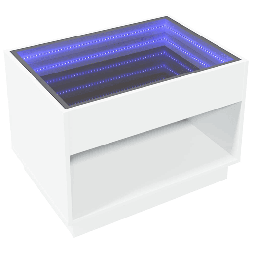 Mesa de Centro, Mesa baixa, luzes LED Infinity 70x50x50 cm branco
