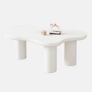 Mesa de centro 107x66x40,5 cm - design irregular em forma de nuvem, MDF e pernas em PVC - Branco