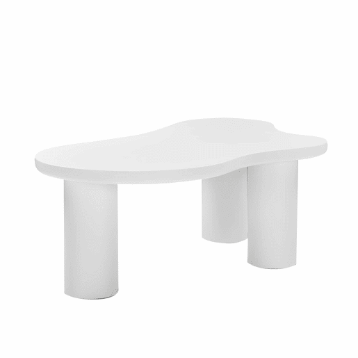 Mesa de centro 107x66x40,5 cm - design irregular em forma de nuvem, MDF e pernas em PVC - Branco
