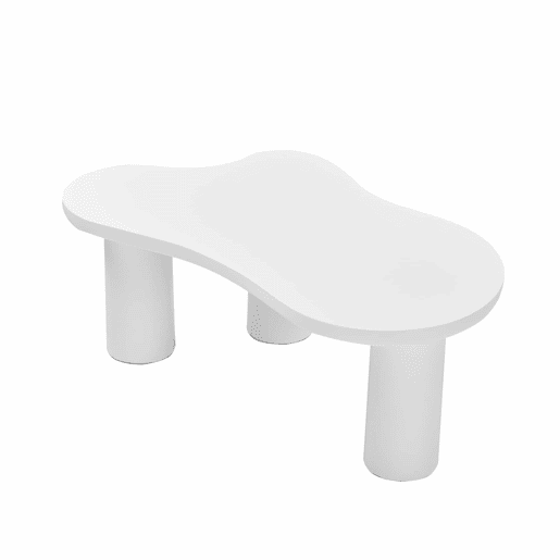Mesa de centro 107x66x40,5 cm - design irregular em forma de nuvem, MDF e pernas em PVC - Branco