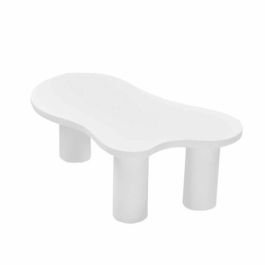 Mesa de centro 107x66x40,5 cm - design irregular em forma de nuvem, MDF e pernas em PVC - Branco