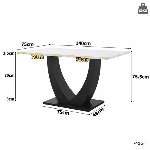 Conjunto de sala de jantar de 5 peças - Mesa em U com design moderno, pernas pretas, cadeiras em veludo cinzento - Multicolorido