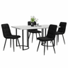 Conjunto de sala de jantar de 5 peças - Mesa 140×80 cm com 4 cadeiras de veludo preto - Branco
