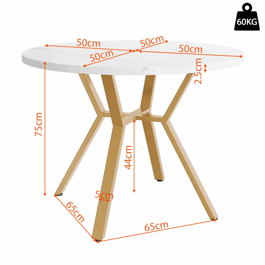 Conjunto de mesa e cadeiras de 5 peças - Mesa redonda de mármore, pernas metálicas douradas + 4 cadeiras ergonómicas de veludo cinza