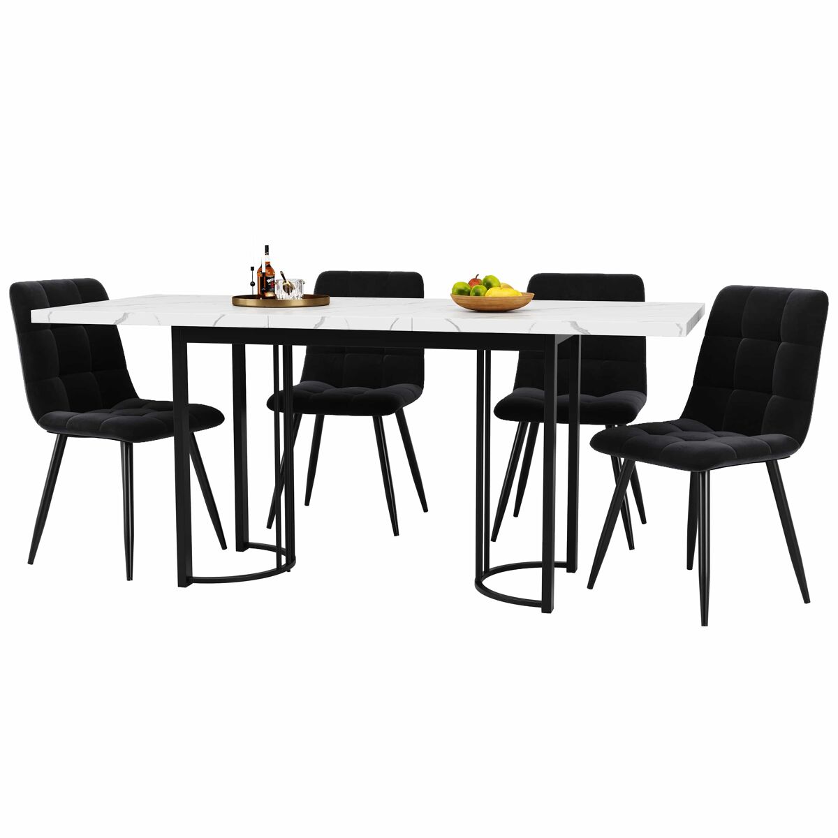 Conjunto de mesas y sillas de comedor 140x80 Negro