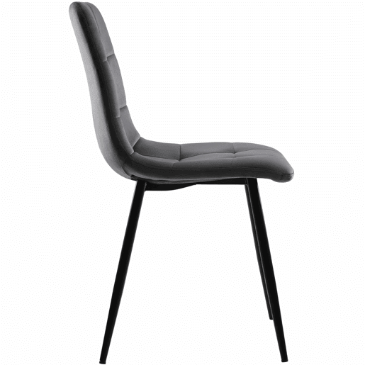 Conjunto de sala de jantar 120x70cm - Mesa moderna com 4 cadeiras, veludo cinzento, pernas em ferro preto