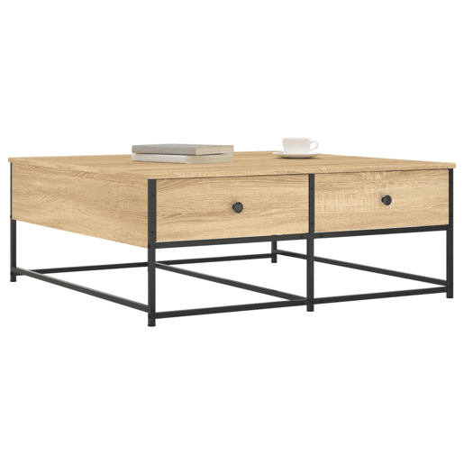 Mesa de Centro, Mesa baixa, 100x99x40 cm derivados madeira carvalho sonoma