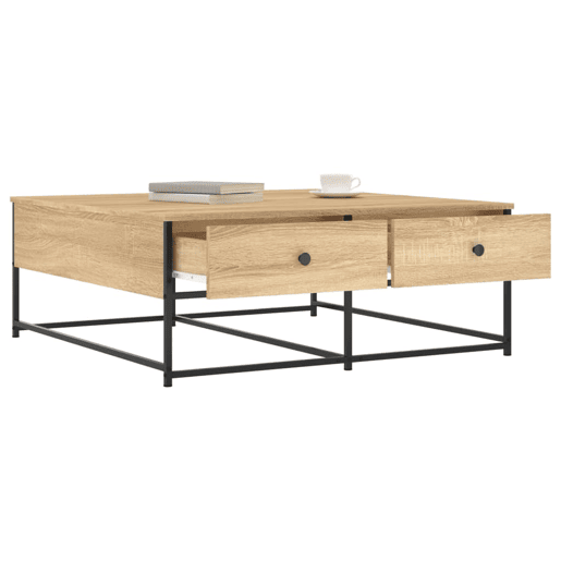 Mesa de Centro, Mesa baixa, 100x99x40 cm derivados madeira carvalho sonoma