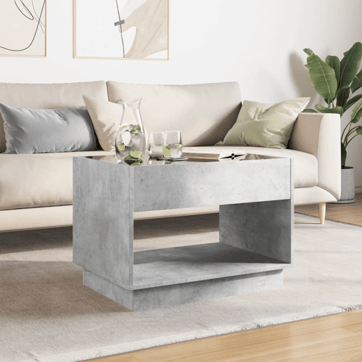 Mesa de Centro, Mesa baixa, luzes LED Infinity 70x50x50 cm cinzento cimento
