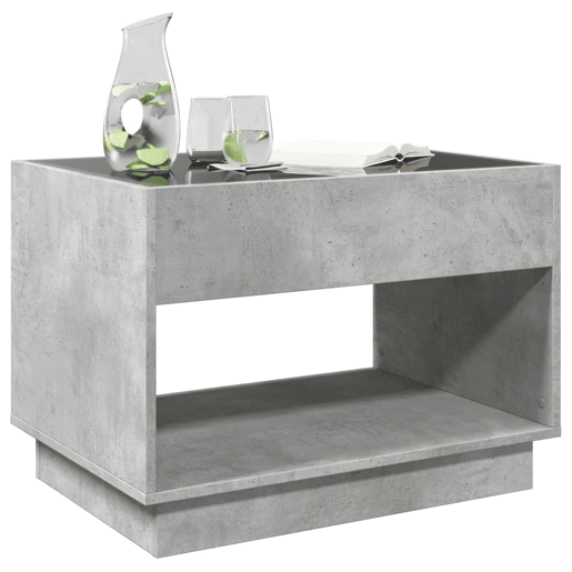 Mesa de Centro, Mesa baixa, luzes LED Infinity 70x50x50 cm cinzento cimento
