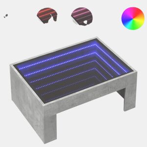 Mesa de Centro, Mesa baixa, luzes LED Infinity 70x50x30 cm cinzento cimento