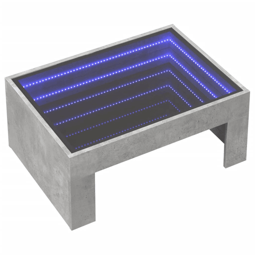 Mesa de Centro, Mesa baixa, luzes LED Infinity 70x50x30 cm cinzento cimento