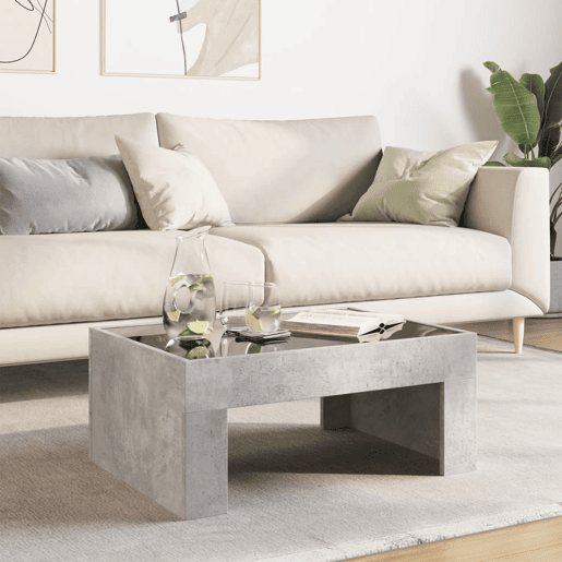 Mesa de Centro, Mesa baixa, luzes LED Infinity 70x50x30 cm cinzento cimento