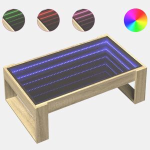 Mesa de Centro, Mesa baixa, luzes LED Infinity 90x53x30 cm carvalho sonoma