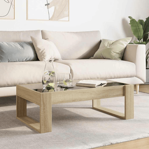 Mesa de Centro, Mesa baixa, luzes LED Infinity 90x53x30 cm carvalho sonoma