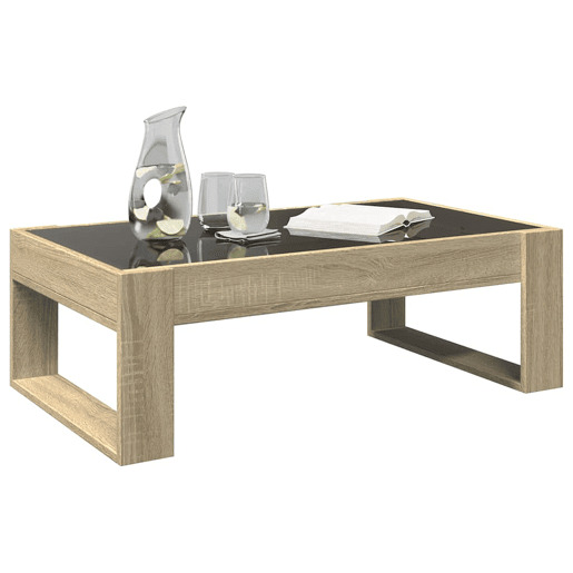 Mesa de Centro, Mesa baixa, luzes LED Infinity 90x53x30 cm carvalho sonoma